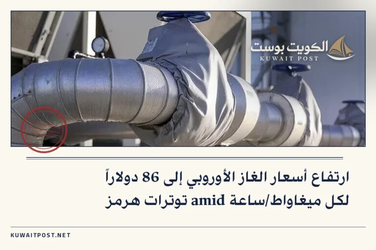 ارتفاع أسعار الغاز الأوروبي إلى 86 دولاراً لكل ميغاواط/ساعة amid توترات هرمز