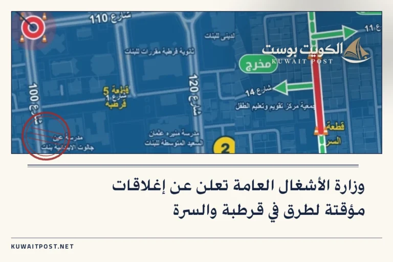وزارة الأشغال العامة تعلن عن إغلاقات مؤقتة لطرق في قرطبة والسرة